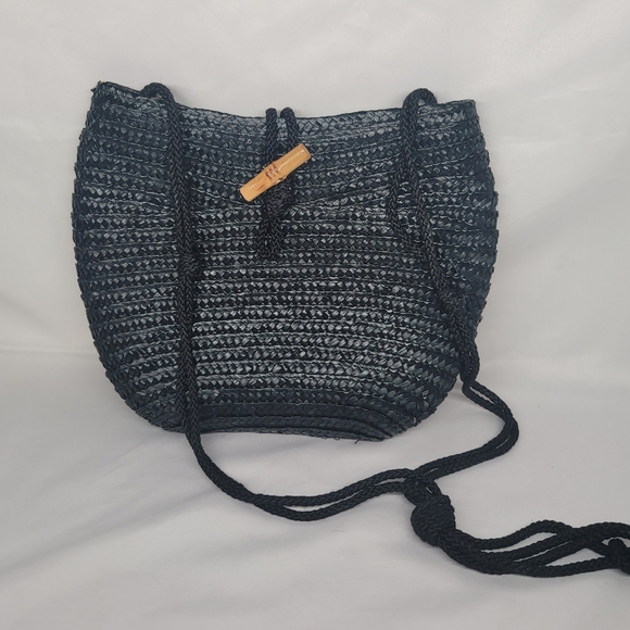 Vintage 1960s LESCO - Black - Woven Shoulder Bag - Made in Hong Kong - Picture 1 of 10